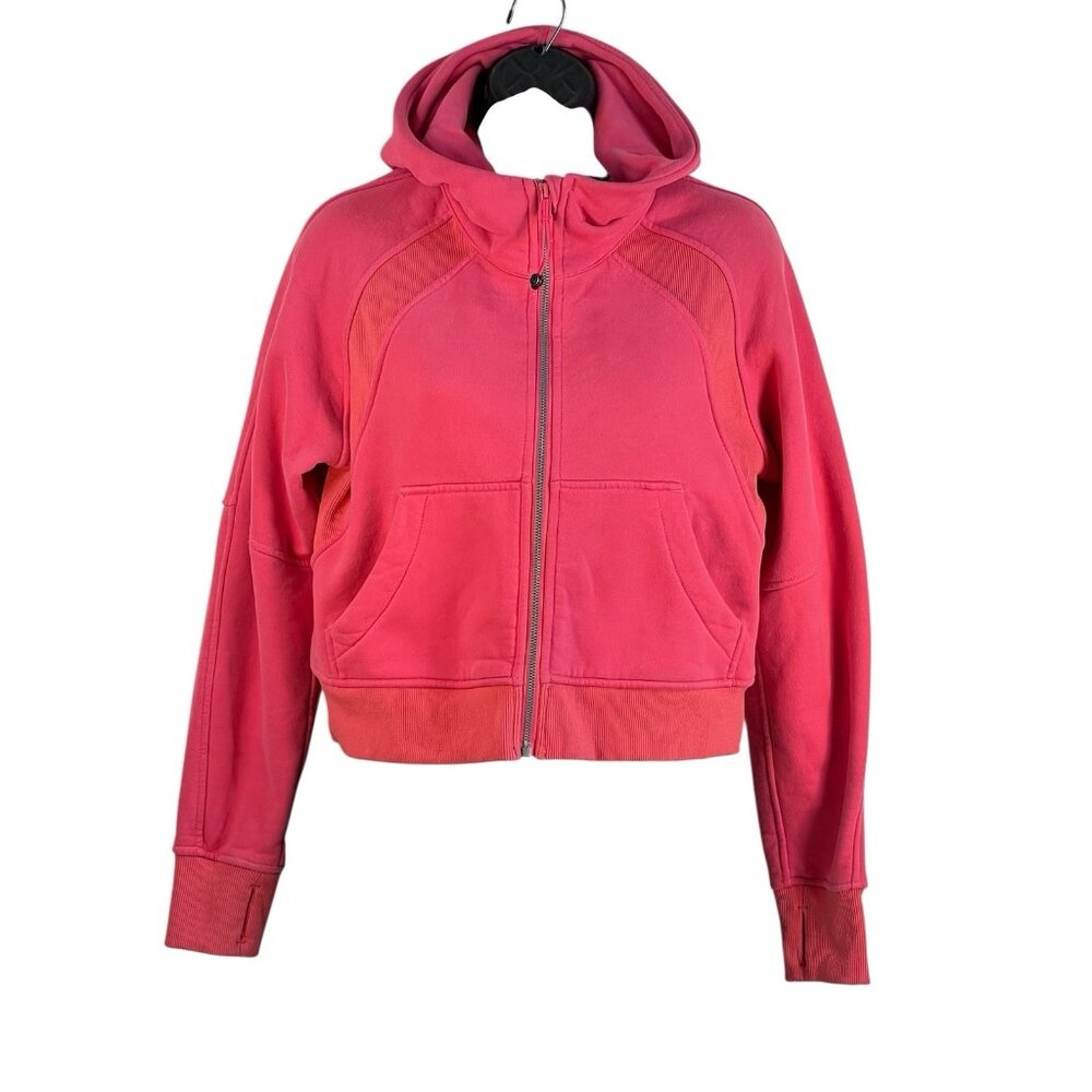 Lululemon Scuba Full Zip Cropped Hoodie In Lip Gloss Pink Size S/XS excellent - Picture 6 of 11